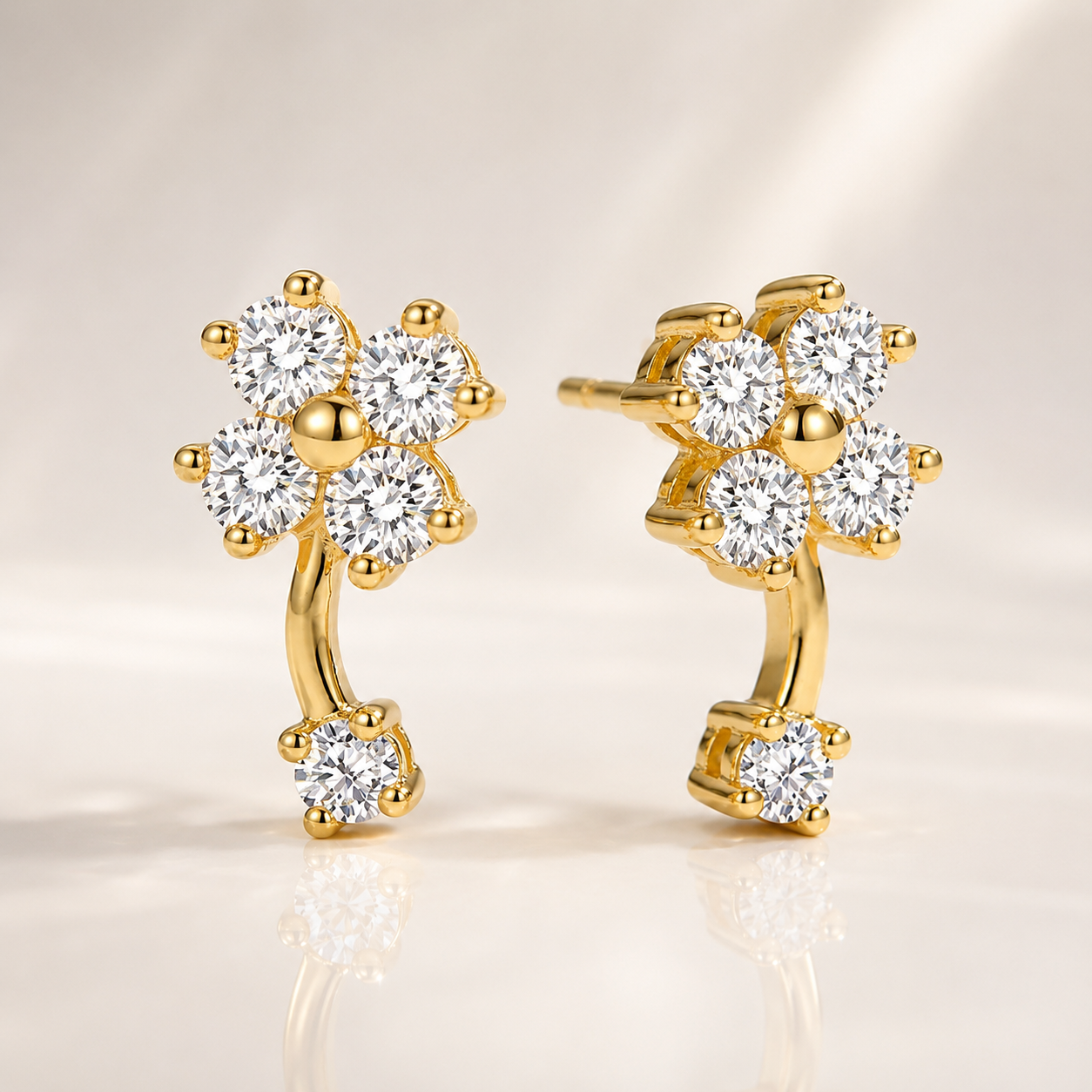 Blossom Brilliance 18K Yellow Gold Lab-Grown Diamond Earrings