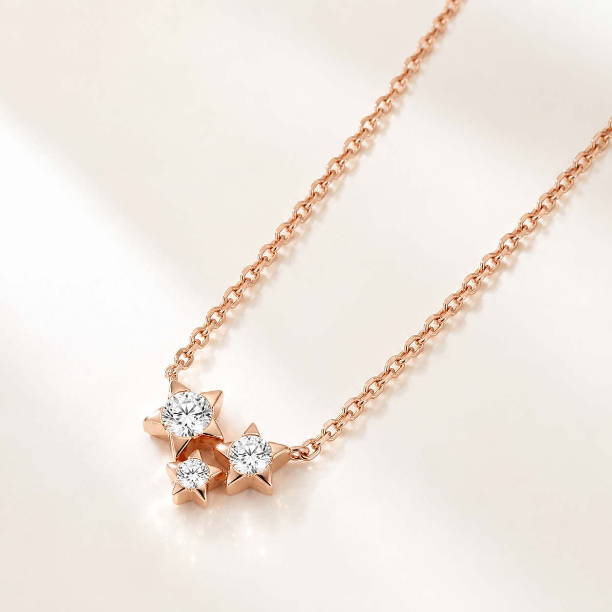 Star Wish 18K Rose Gold White Diamond Necklace
