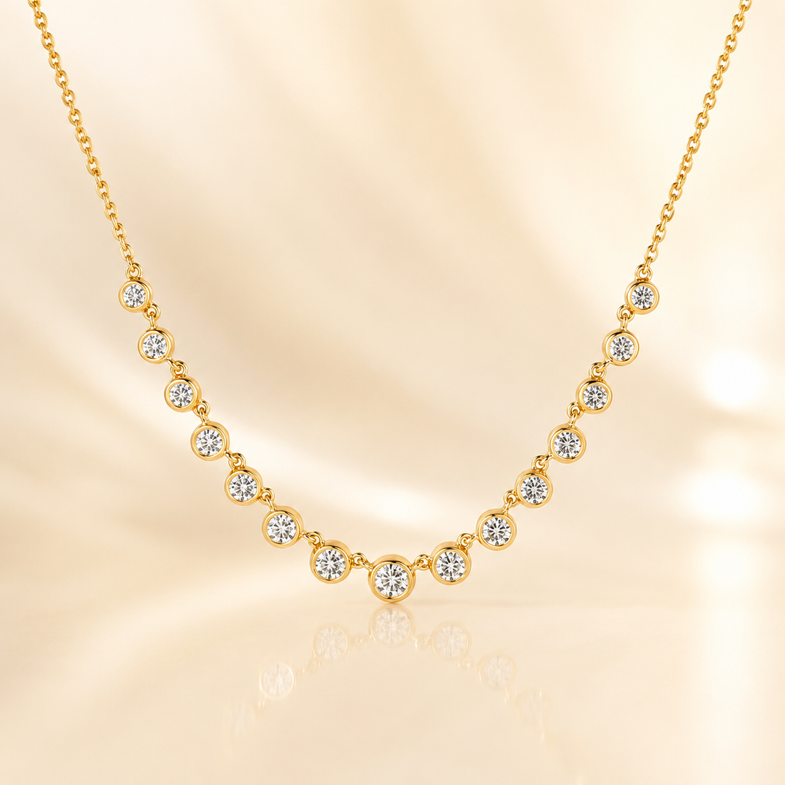 Starlight Cascade 18K Yellow Gold White Diamond Necklace