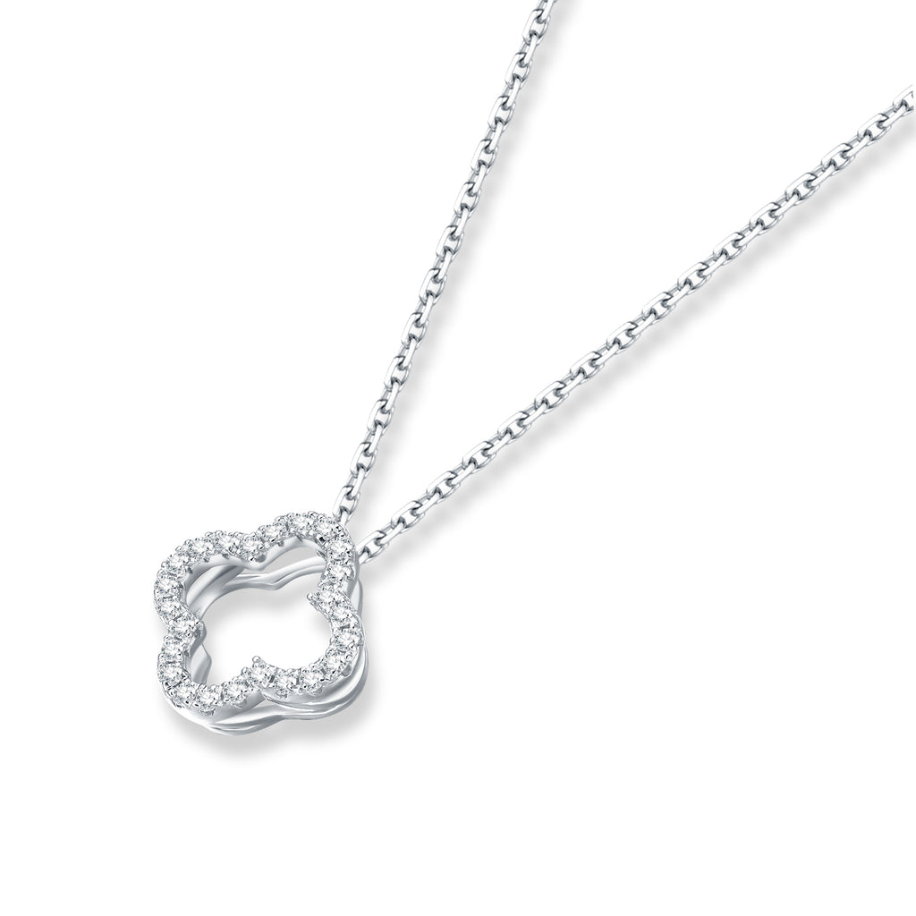 Heart Loop S925 Silver White Diamond Necklace