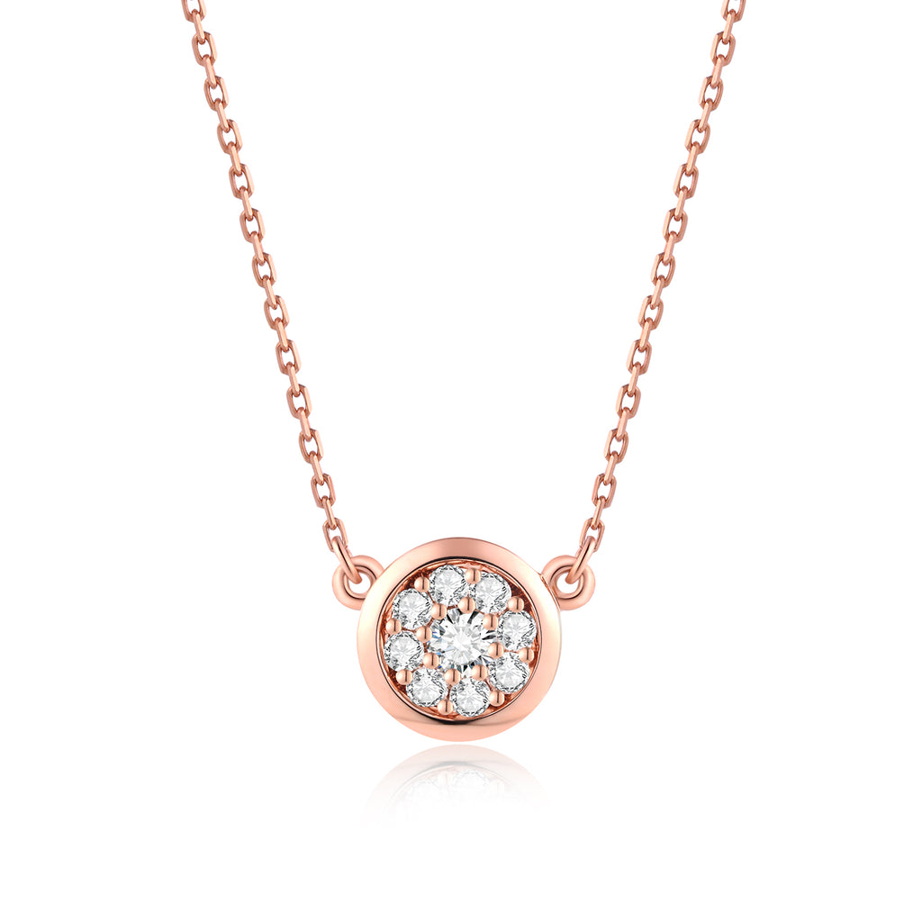 Blossom Heart 18K Rose Gold White Diamond Necklace
