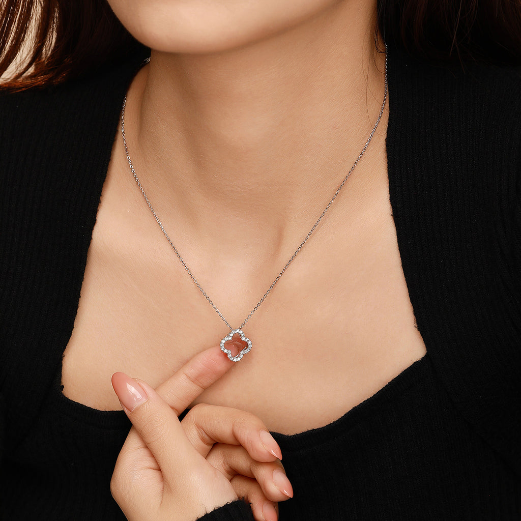 Heart Loop S925 Silver White Diamond Necklace