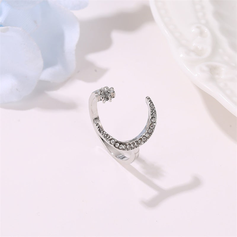 Sparkling Moon Open Ring
