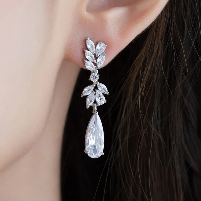 Crystal Laurel Teardrop Earrings