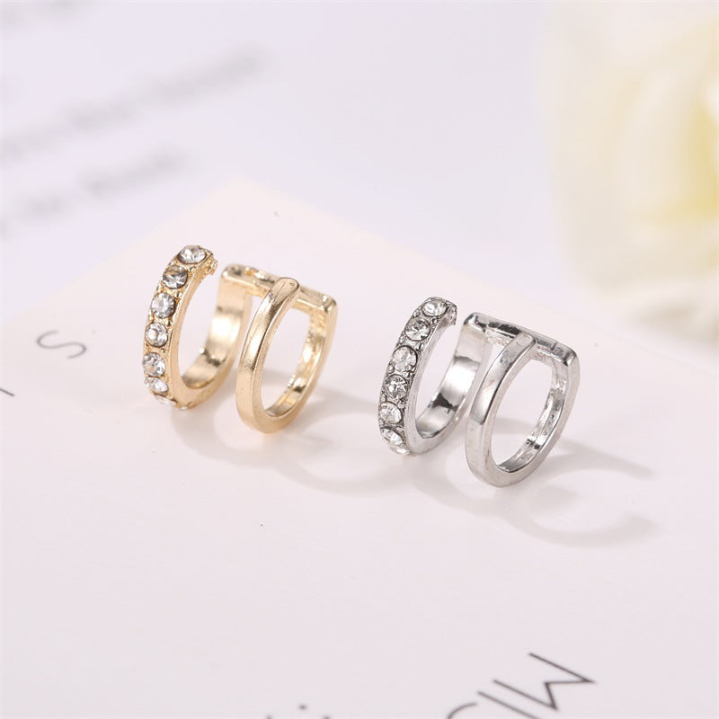 Crystal Double Hoop Ear Cuff Earrings