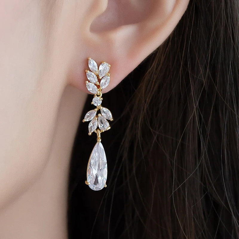 Crystal Laurel Teardrop Earrings