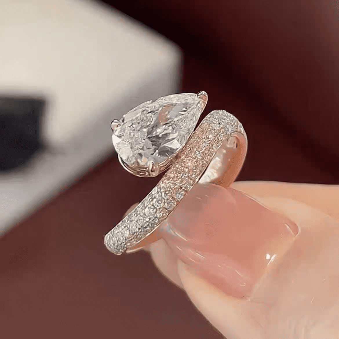 Radiant Love 1.5ct D-VVS2 Diamond 18K Rose Gold Ring