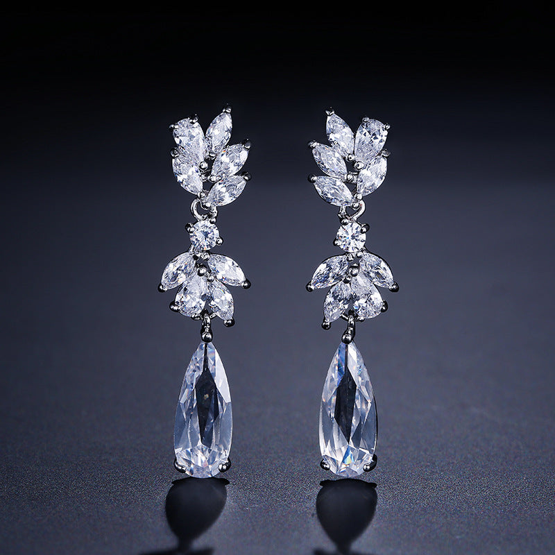 Crystal Laurel Teardrop Earrings
