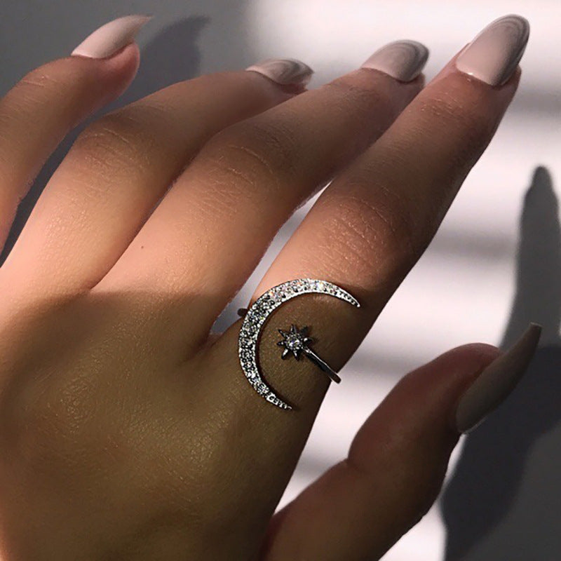 Sparkling Moon Open Ring