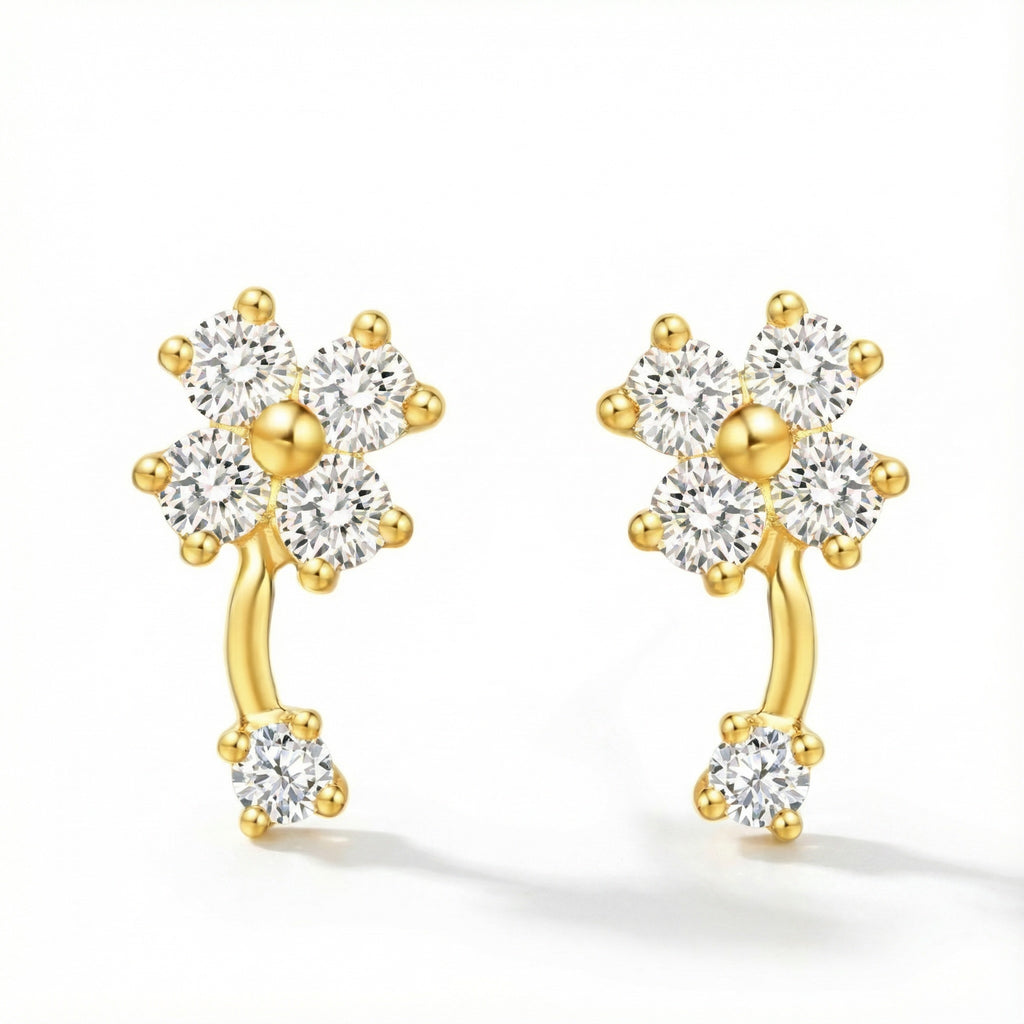 Blossom Brilliance 18K Yellow Gold Lab-Grown Diamond Earrings