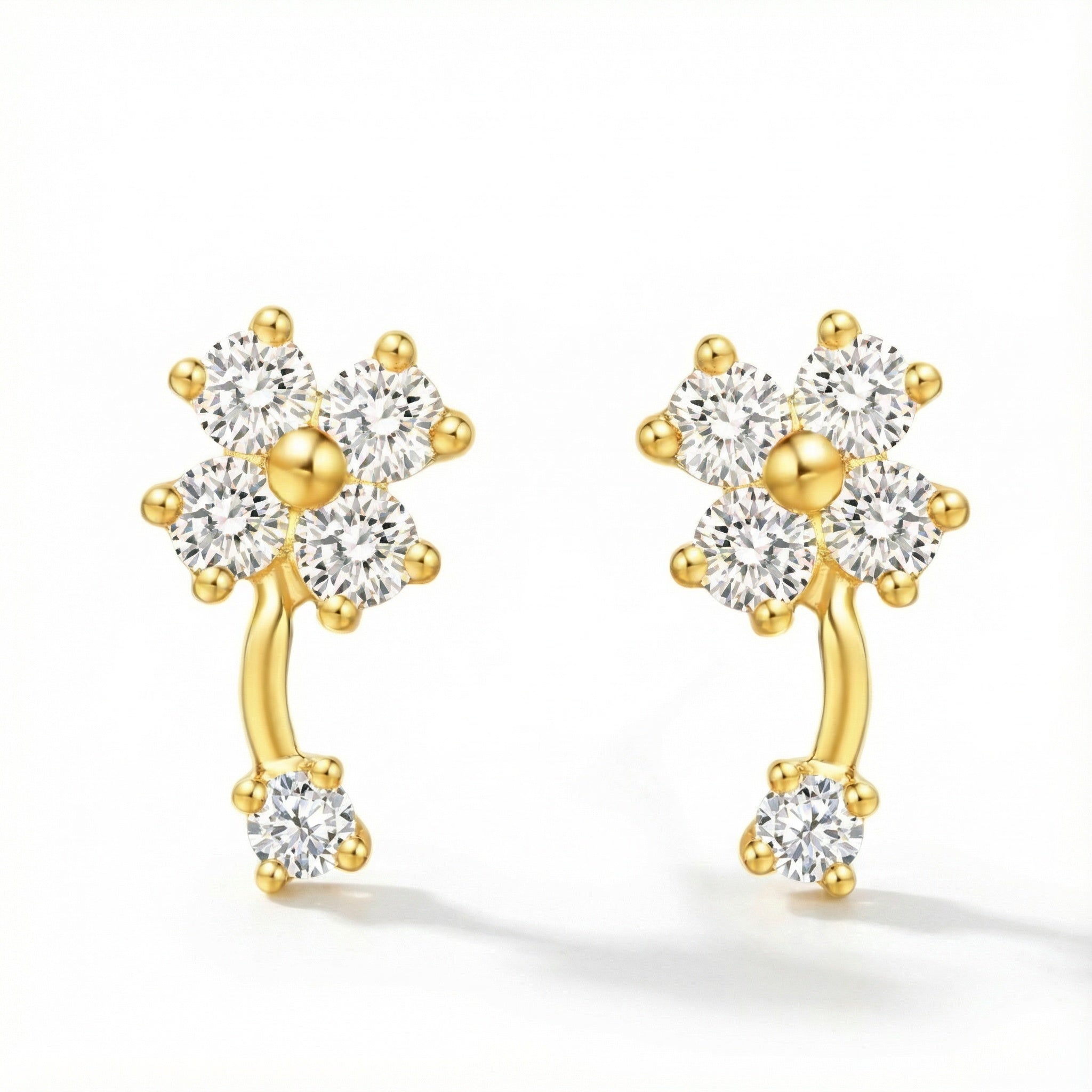 Blossom Brilliance 18K Yellow Gold Lab-Grown Diamond Earrings