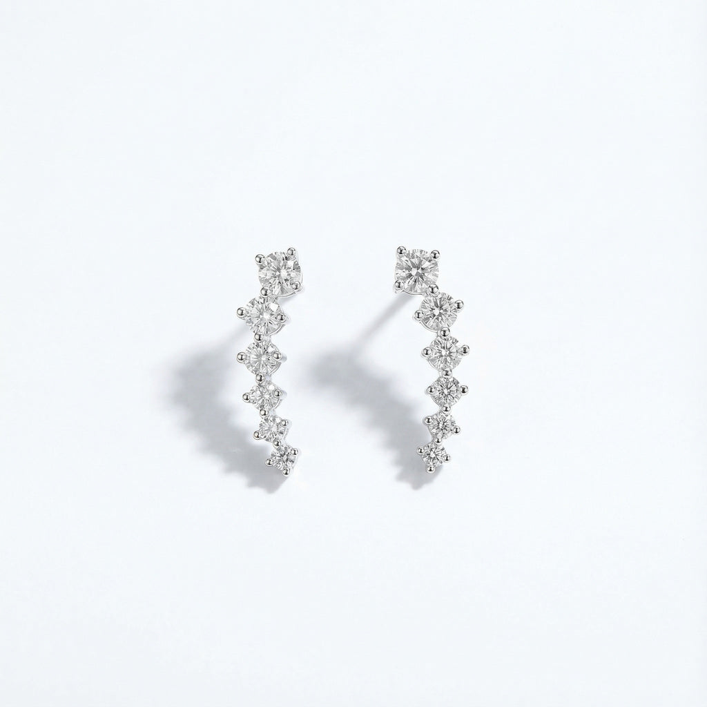 Starry Escalade PT950 Platinum Lab-Grown Diamond Earrings