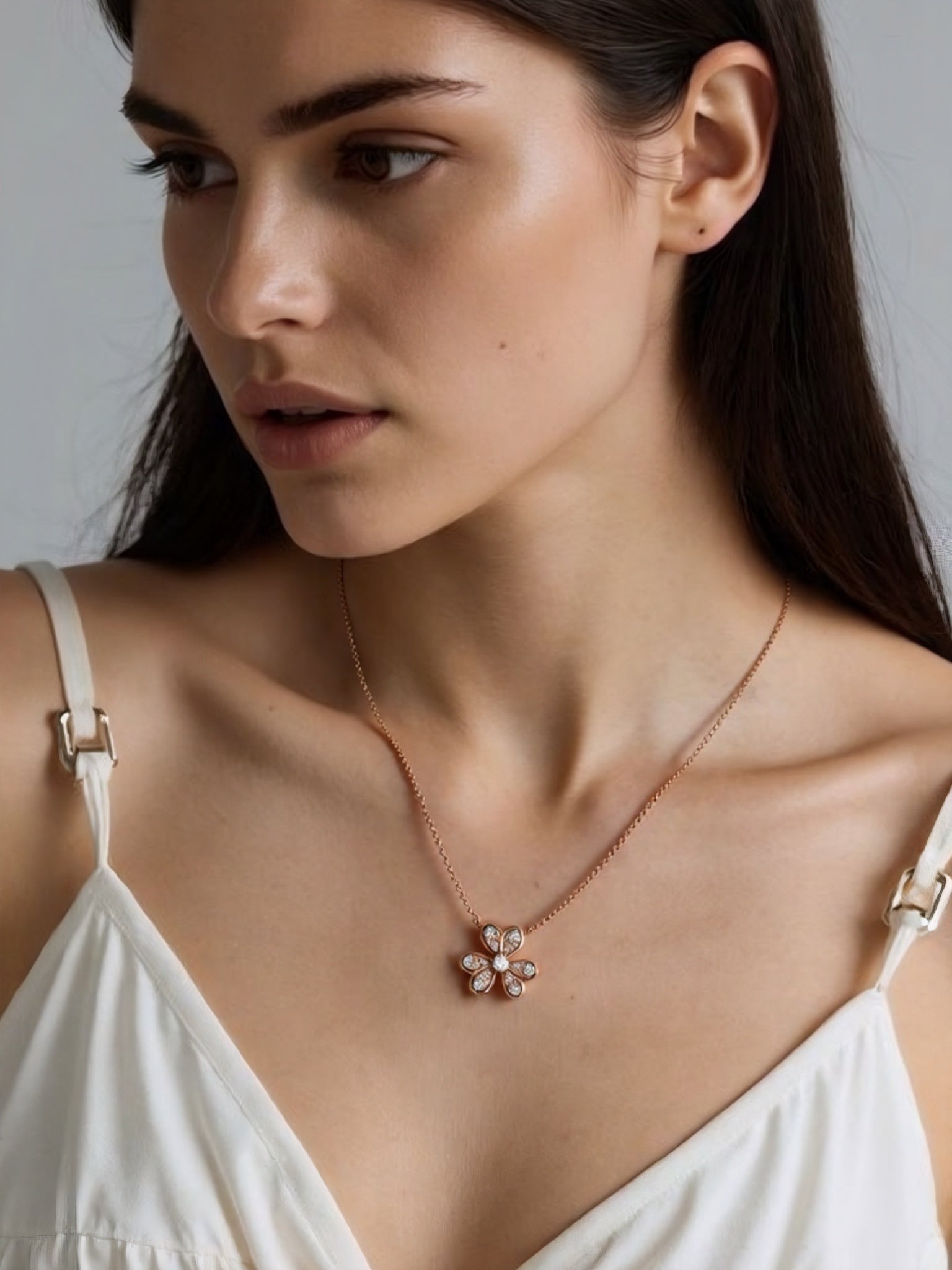 Blooming Blossom 18K Rose Gold Lab-Grown Diamond Necklace