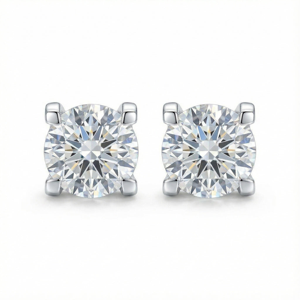 Twin Stars Brilliance 18K White Gold Lab-Grown Diamond Stud Earrings