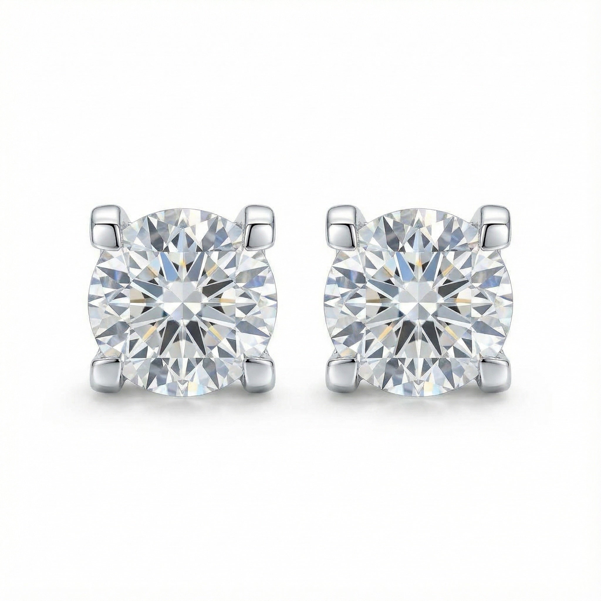 Twin Stars Brilliance 18K White Gold Lab-Grown Diamond Stud Earrings