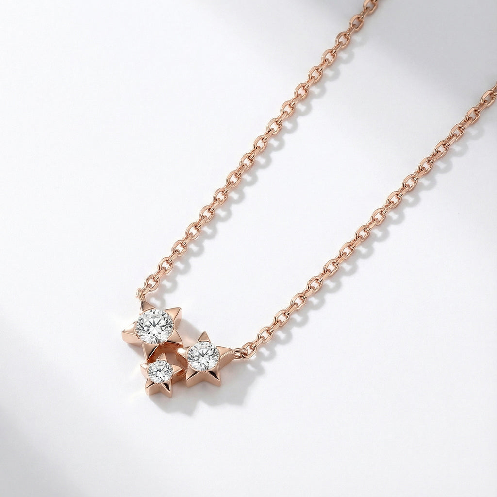 Star Wish 18K Rose Gold White Diamond Necklace