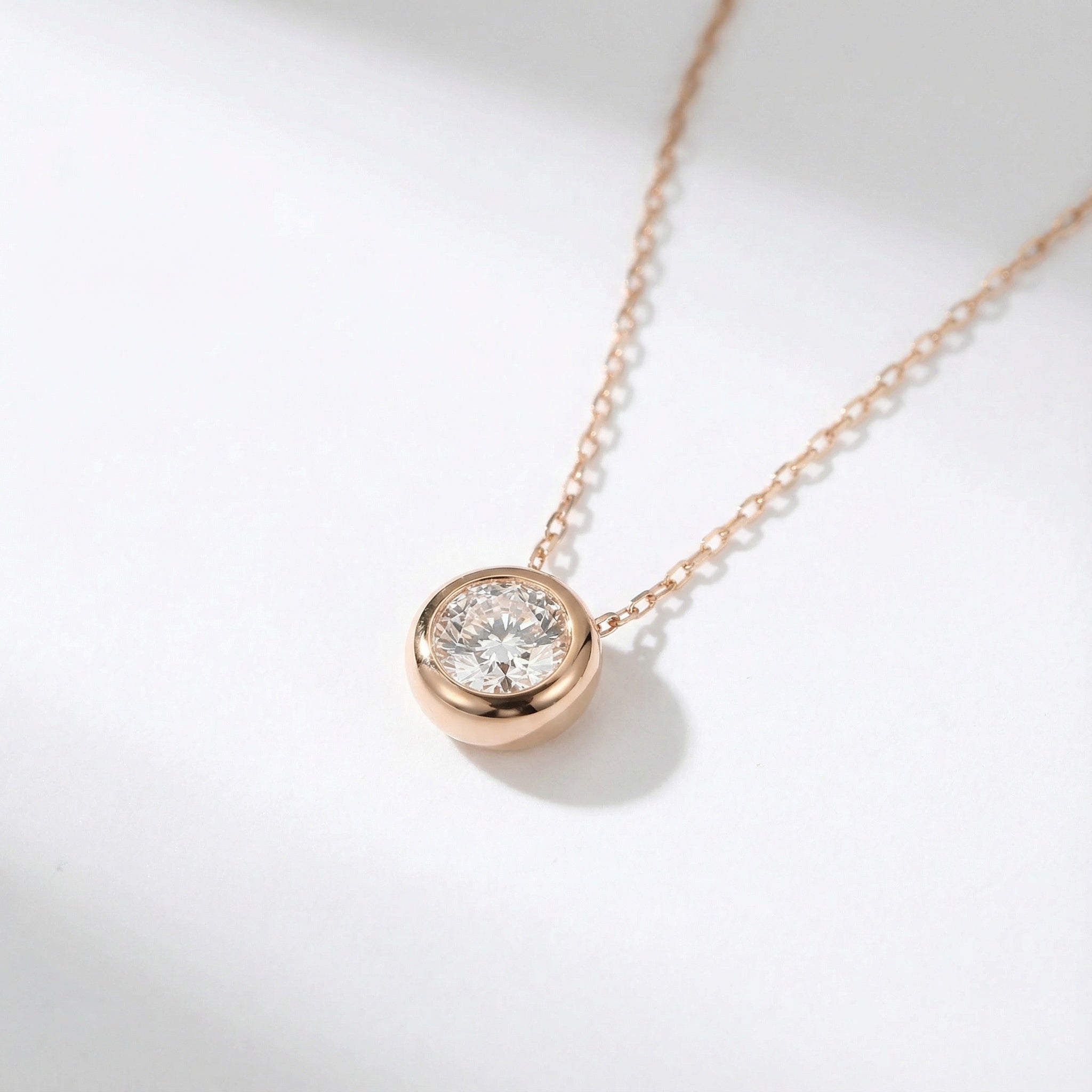 Radiant Round Dance 18K Rose Gold Lab-Grown Diamond Necklace