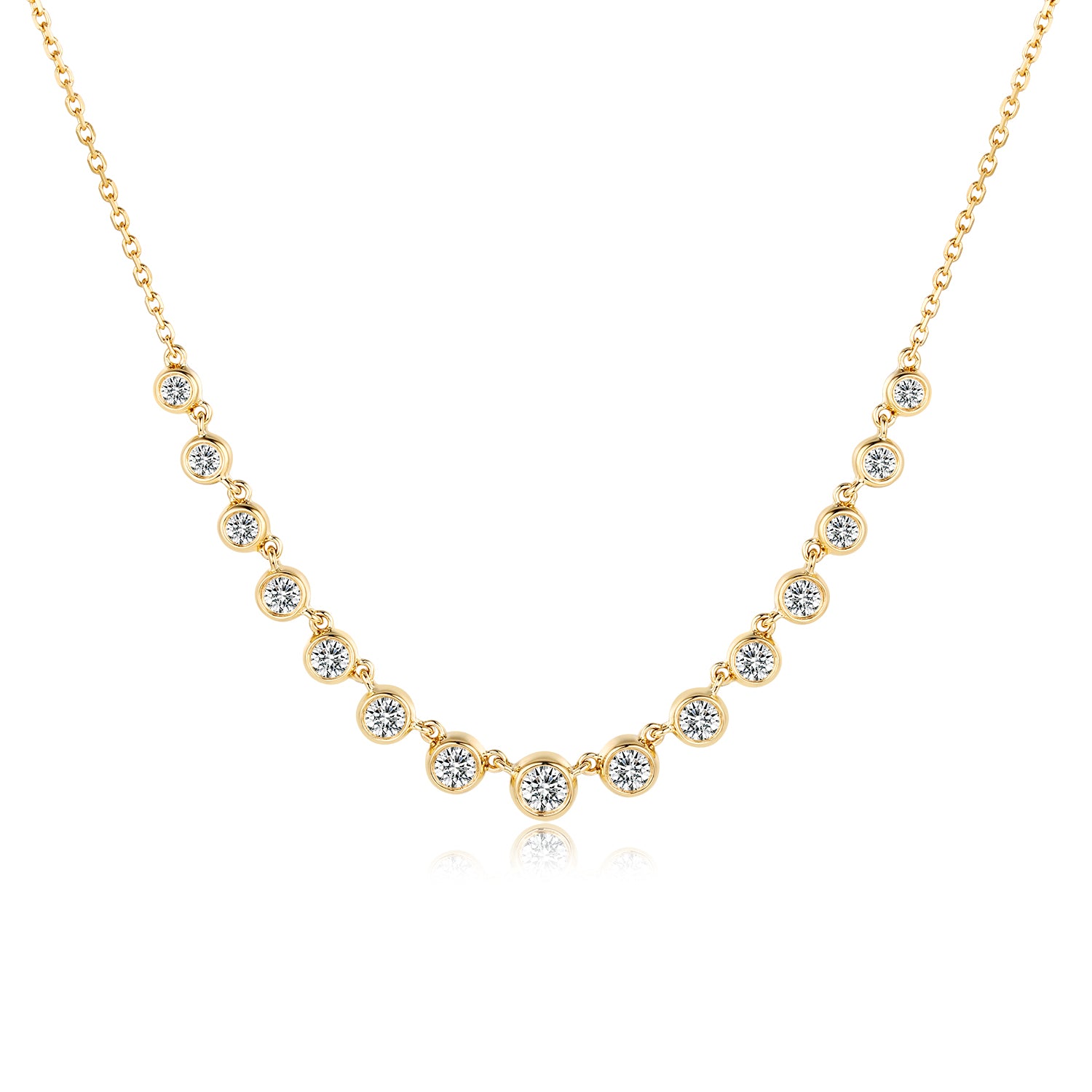 Starlight Cascade 18K Yellow Gold White Diamond Necklace