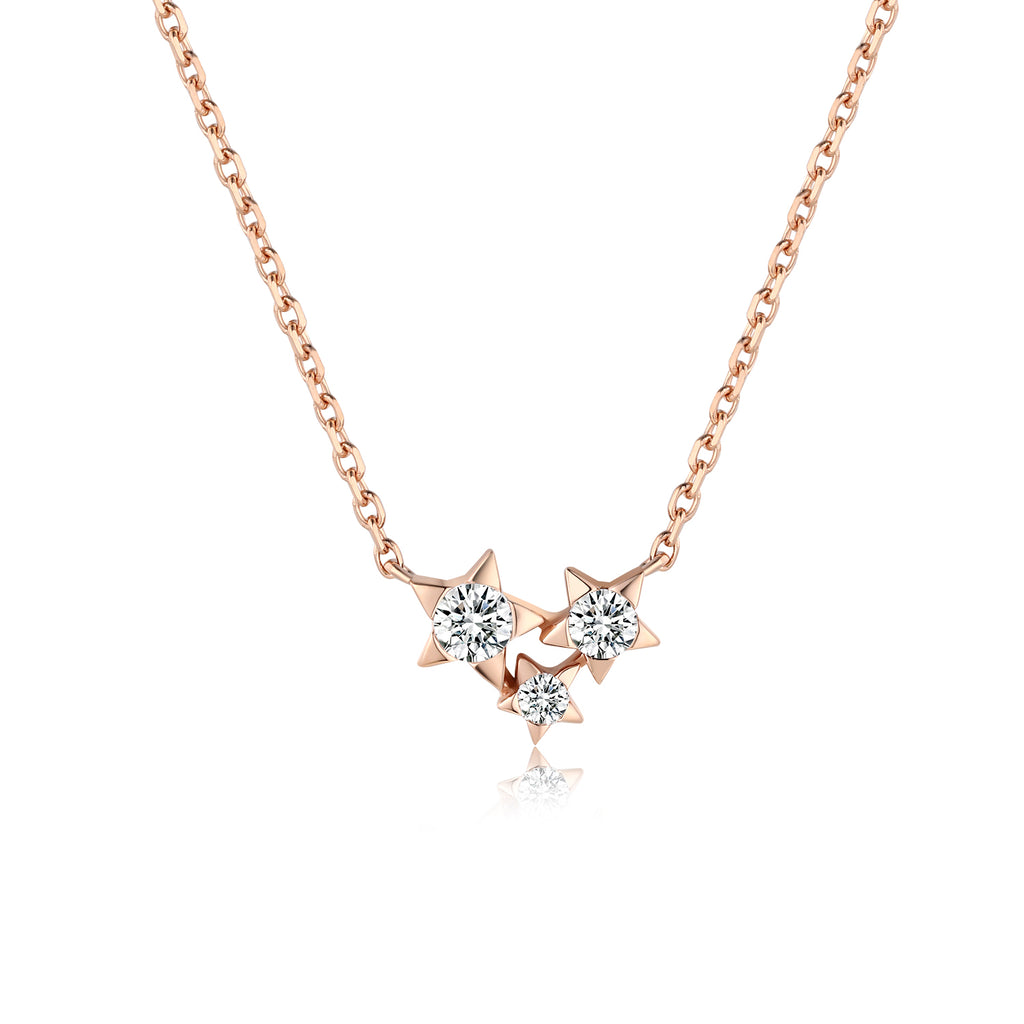 Star Wish 18K Rose Gold White Diamond Necklace
