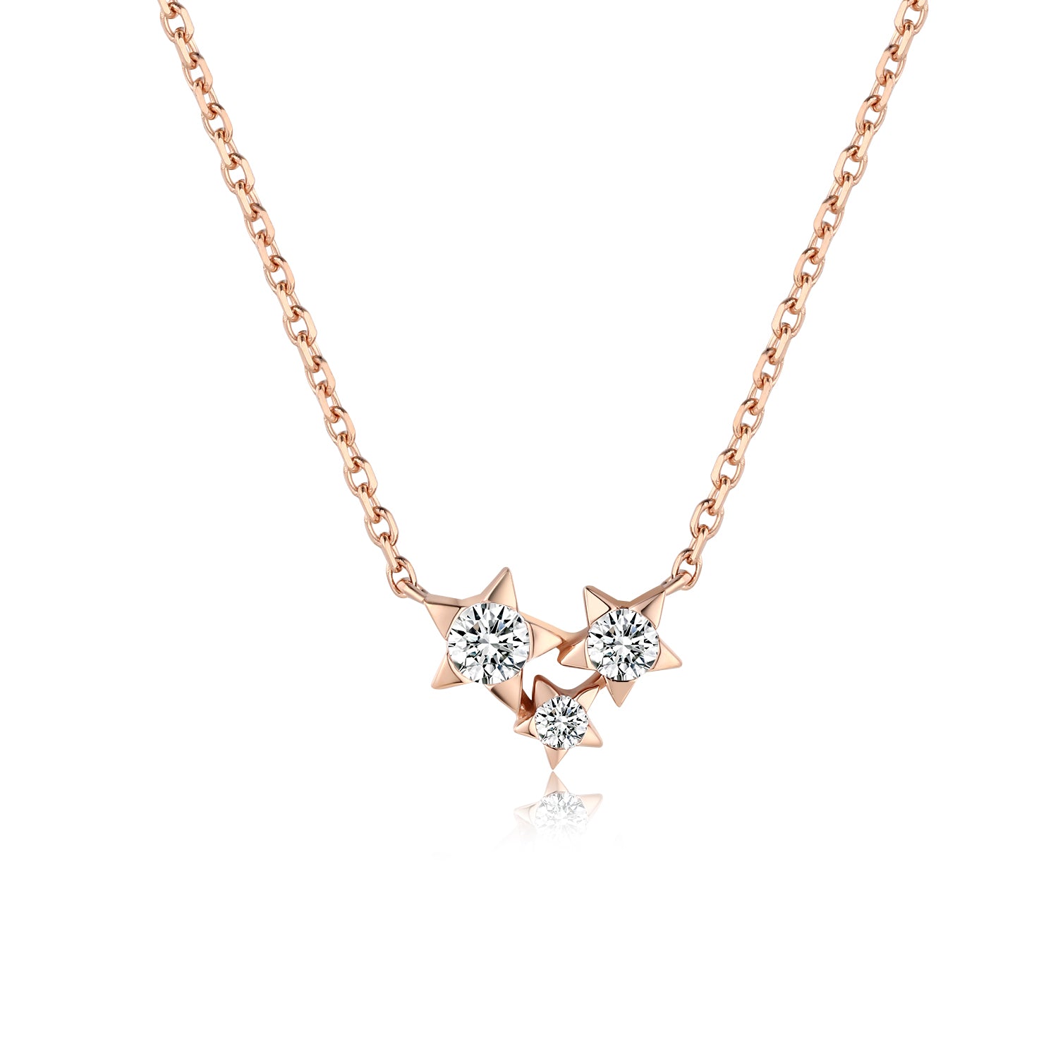 Star Wish 18K Rose Gold White Diamond Necklace