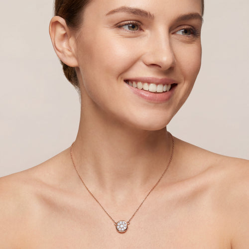 Blossom Heart 18K Rose Gold White Diamond Necklace