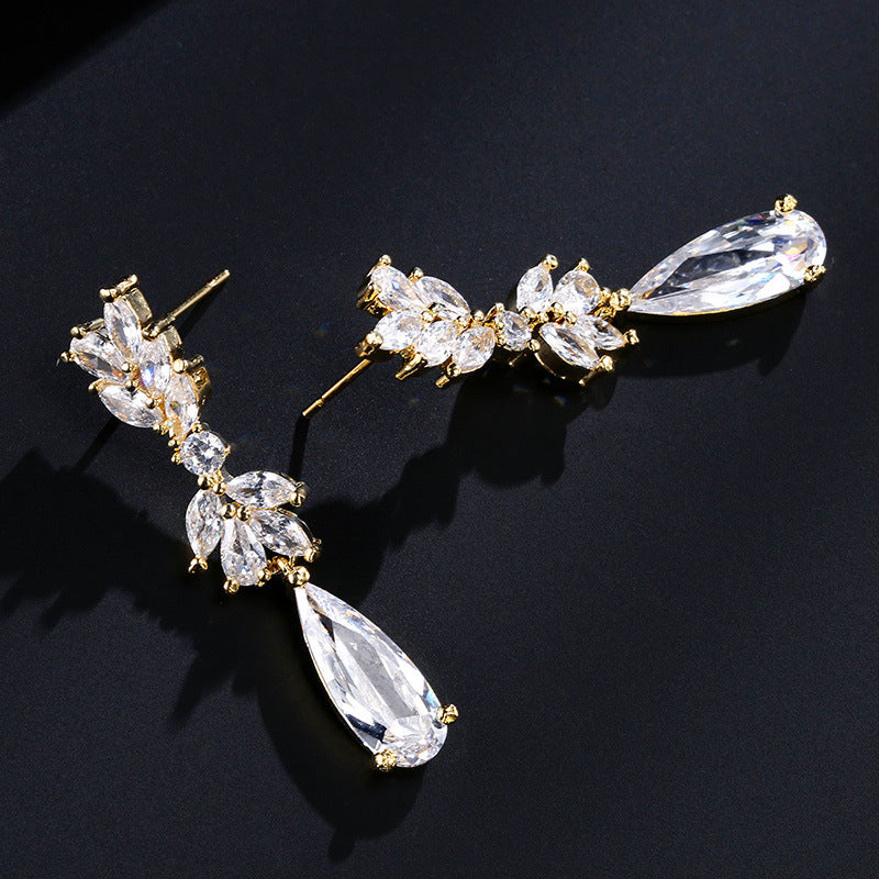 Crystal Laurel Teardrop Earrings