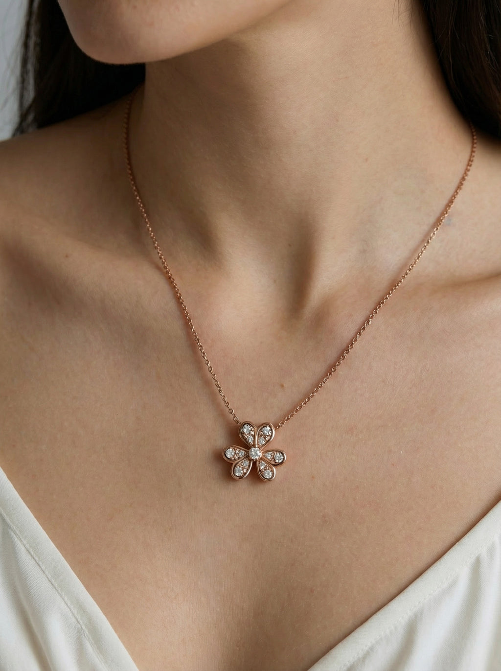 Blooming Blossom 18K Rose Gold Lab-Grown Diamond Necklace