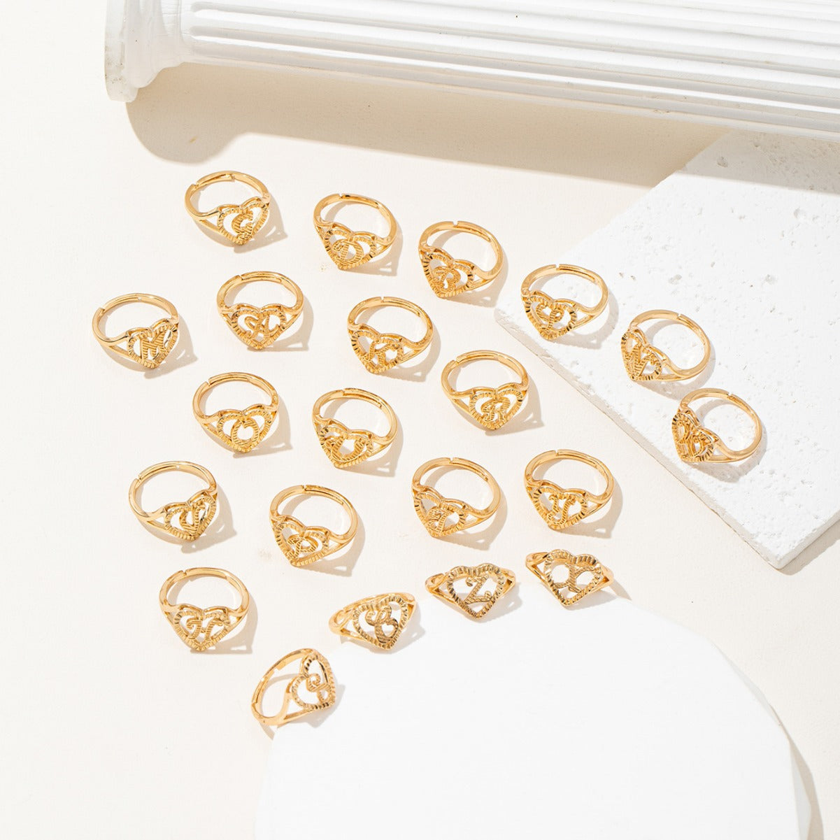 Initial Heart Open Ring