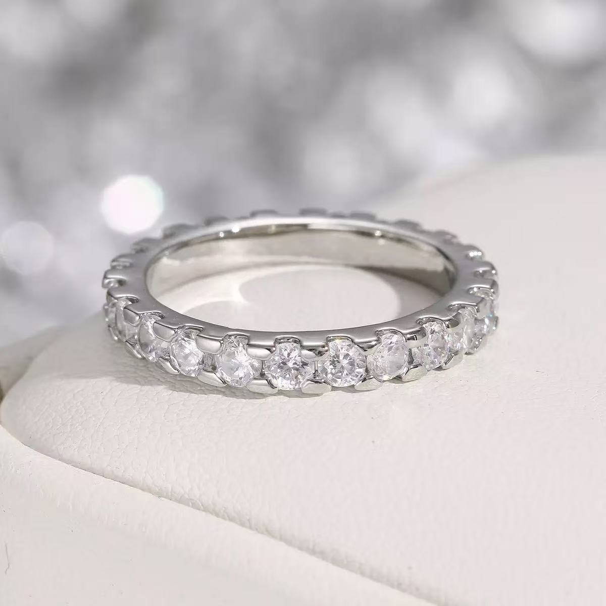Silver Rhinestone Eternity Band