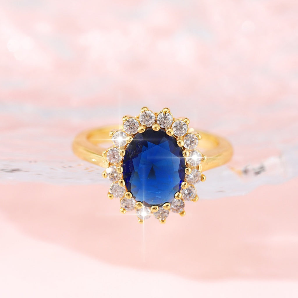Oval Crystal Halo Ring