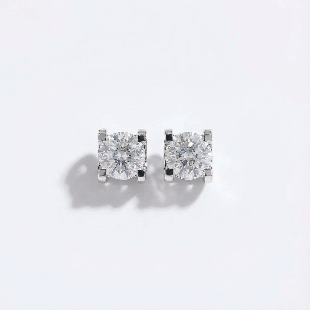 Twin Stars Brilliance 18K White Gold Lab-Grown Diamond Stud Earrings