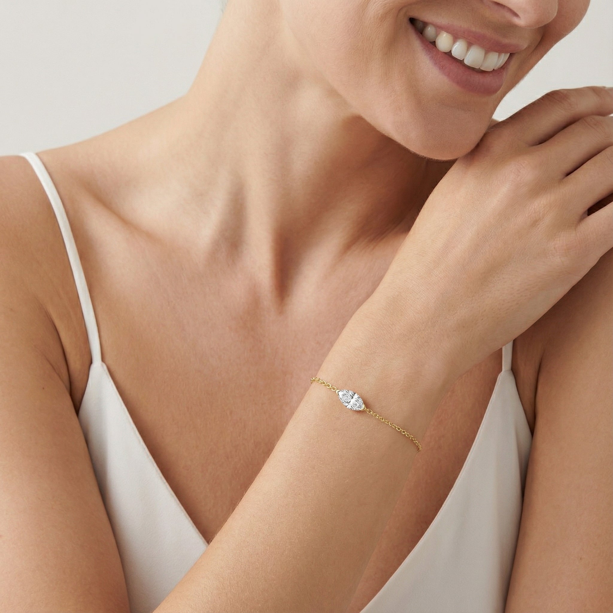 Radiant Heart 18K Yellow Gold Lab-Grown Diamond Bracelet