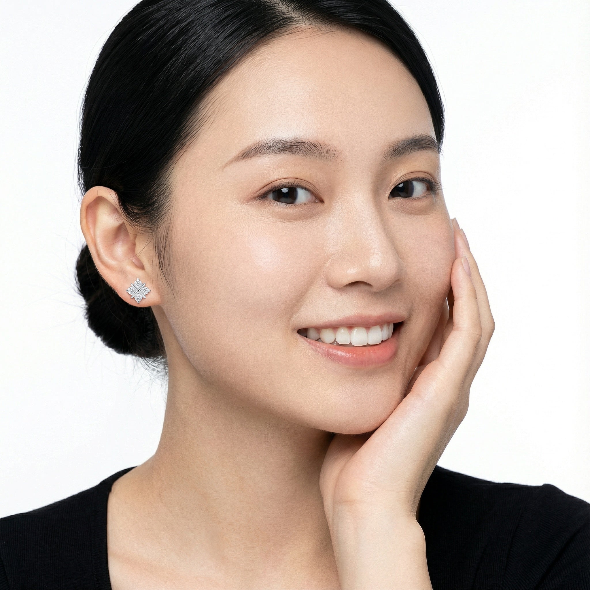 Star Blossom PT950 Platinum Lab-Grown Diamond Earrings