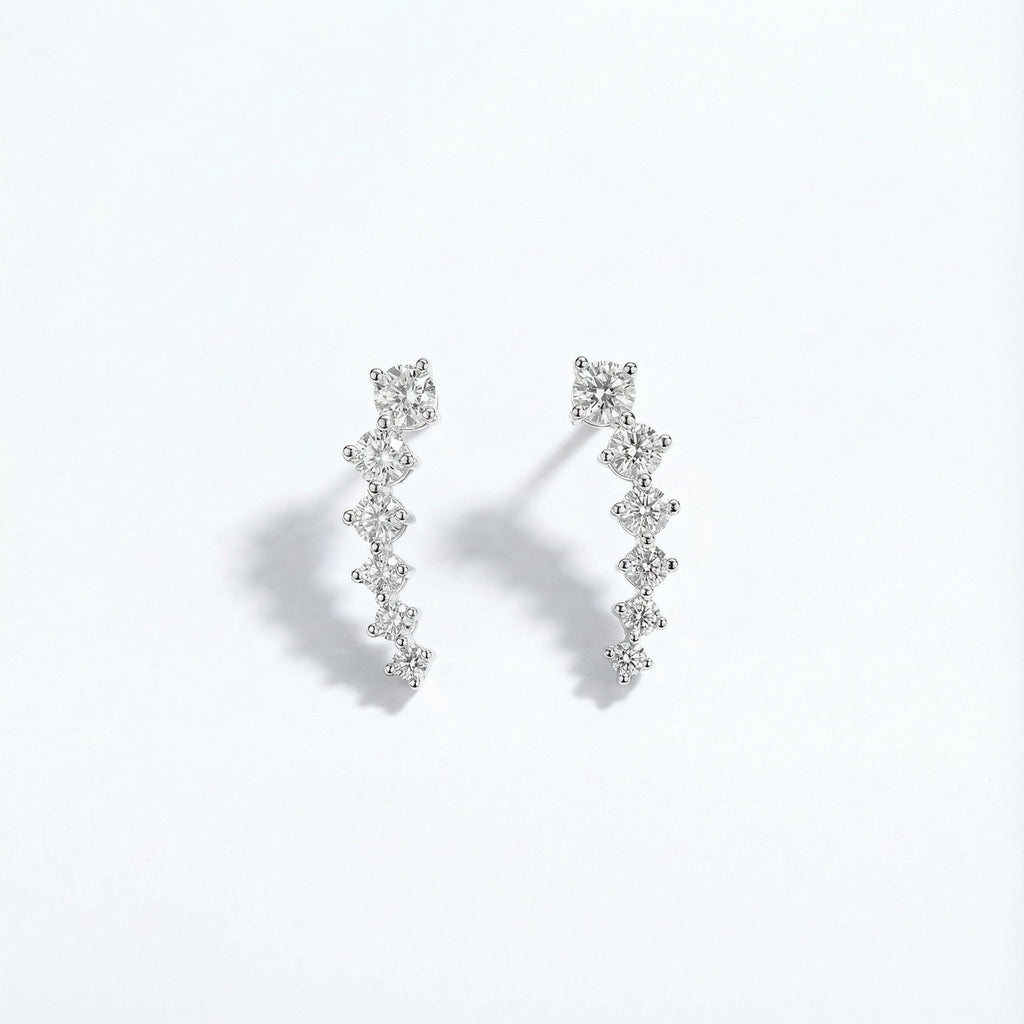Starry Escalade PT950 Platinum Lab-Grown Diamond Earrings