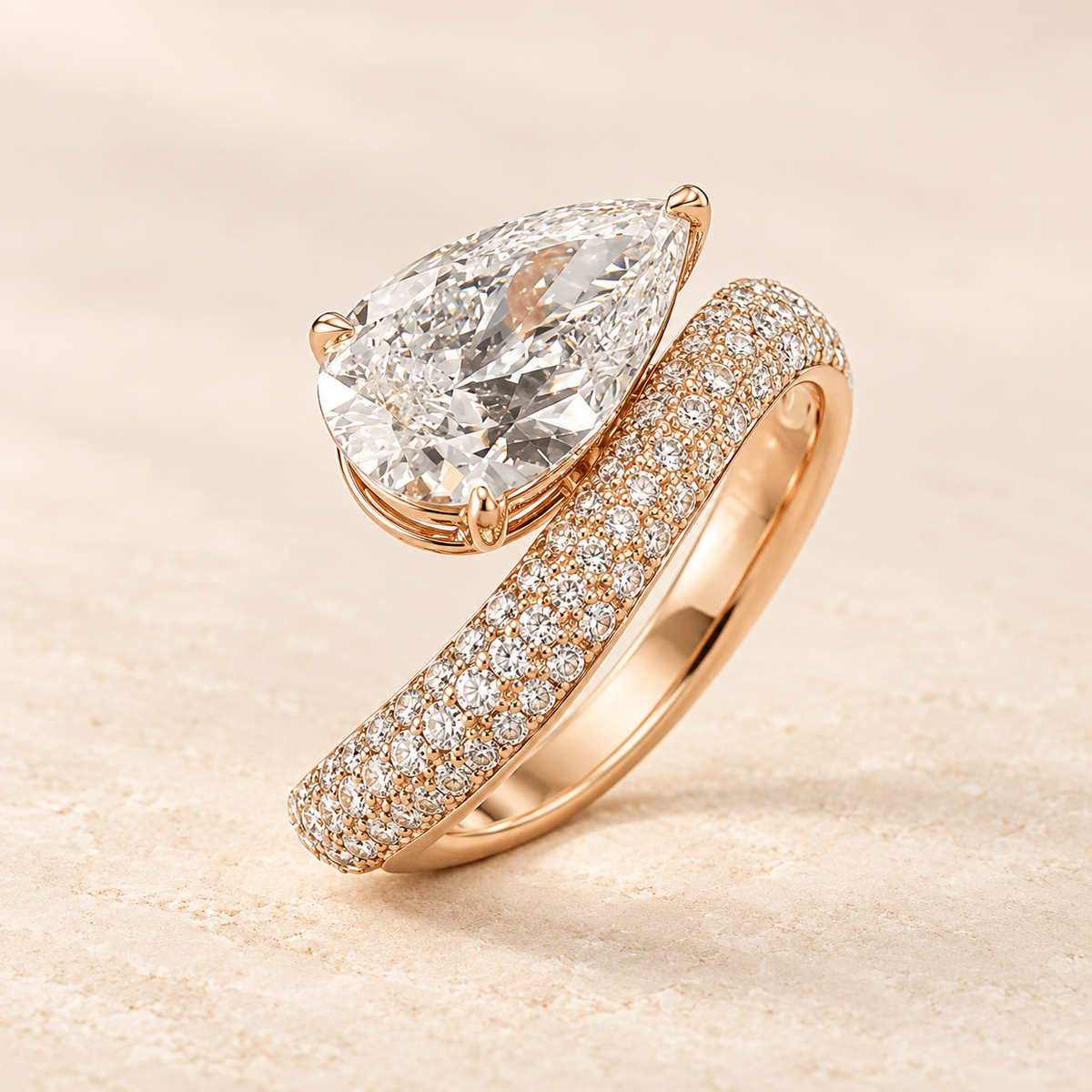 Radiant Love 1.5ct D-VVS2 Diamond 18K Rose Gold Ring