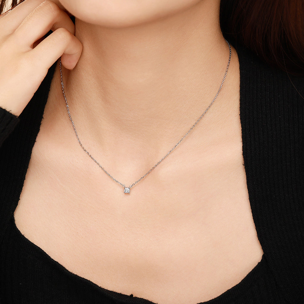 Radiant Heart S925 Silver White Diamond Pendant Necklace