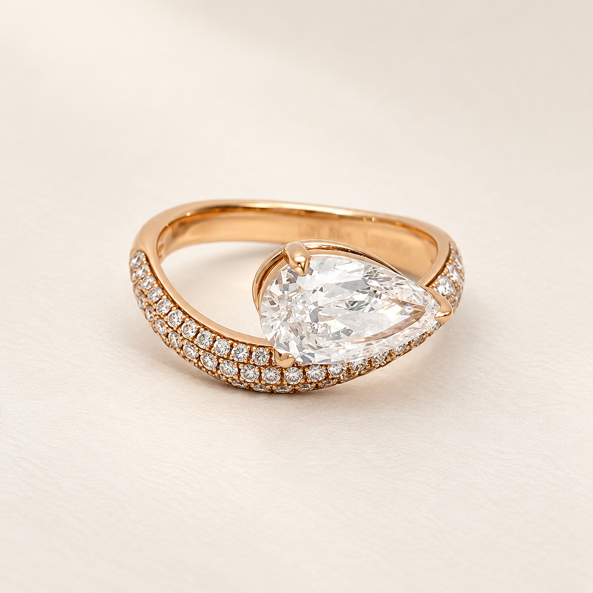 Radiant Love 1.5ct D-VVS2 Diamond 18K Rose Gold Ring