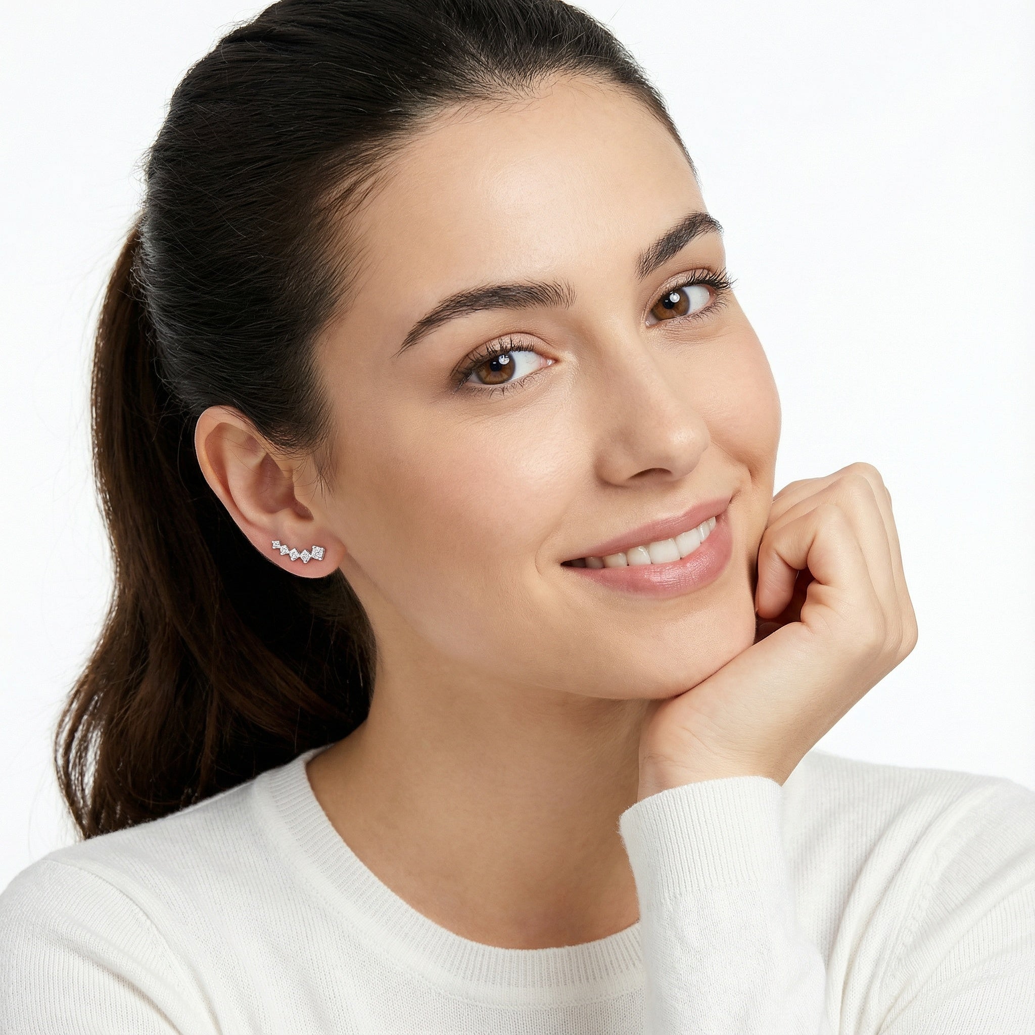 Starry Escalade PT950 Platinum Lab-Grown Diamond Earrings