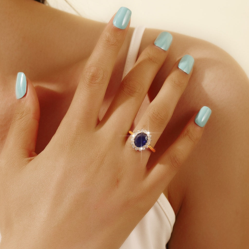 Oval Crystal Halo Ring