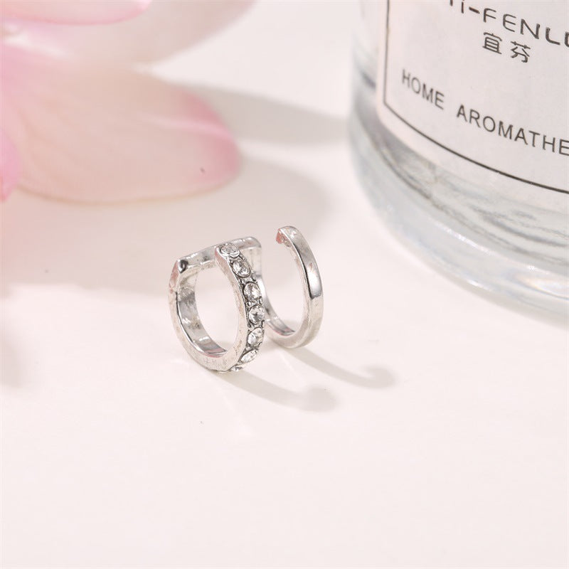 Crystal Double Hoop Ear Cuff Earrings