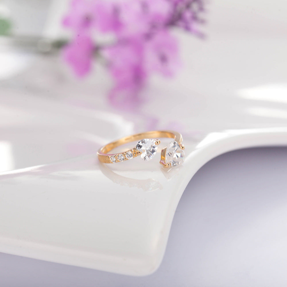 Sparkling Heart Ring Set