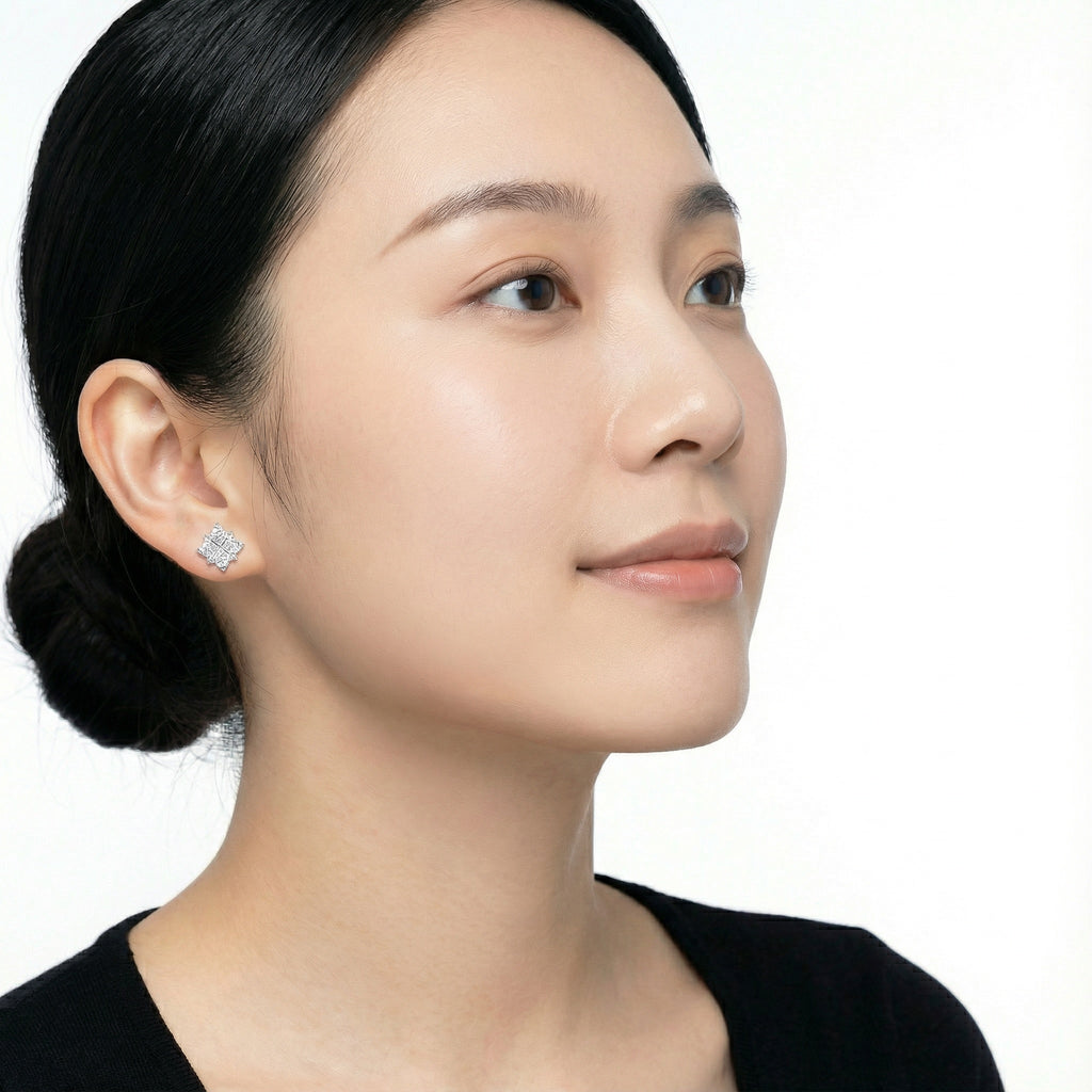 Star Blossom PT950 Platinum Lab-Grown Diamond Earrings