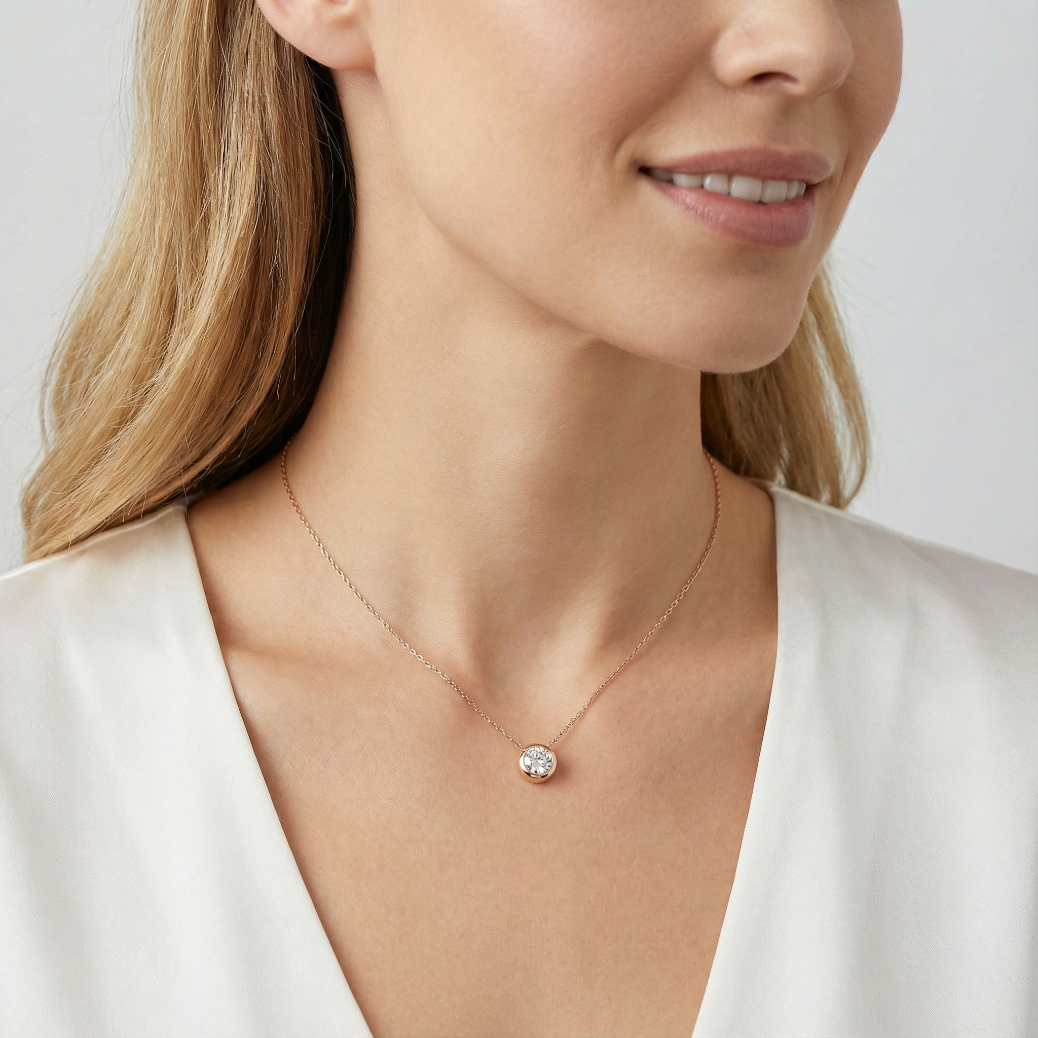 Radiant Round Dance 18K Rose Gold Lab-Grown Diamond Necklace