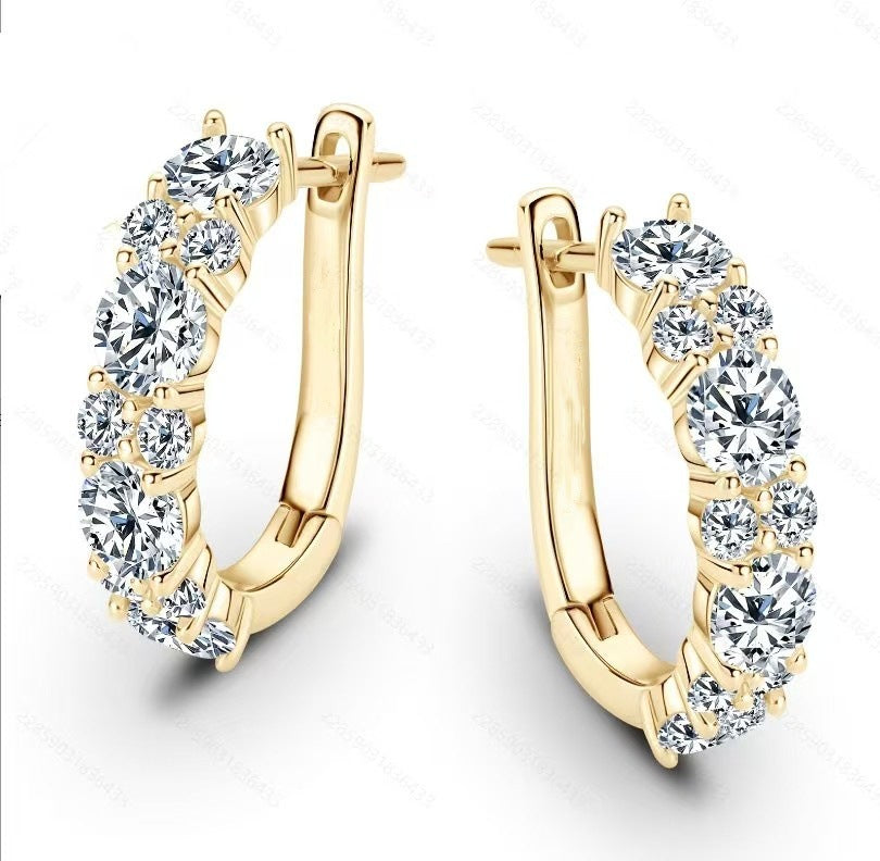 Sparkling Round Crystal Huggie Hoop Earrings