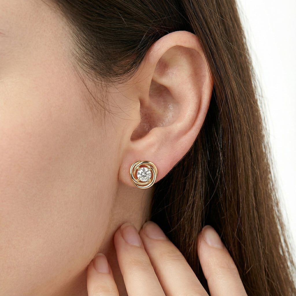 Twin Halo Brilliance 18K Yellow Gold Lab-Grown Diamond Earrings