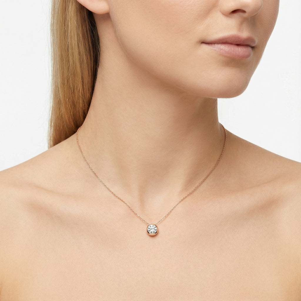 Radiant Round Dance 18K Rose Gold Lab-Grown Diamond Necklace