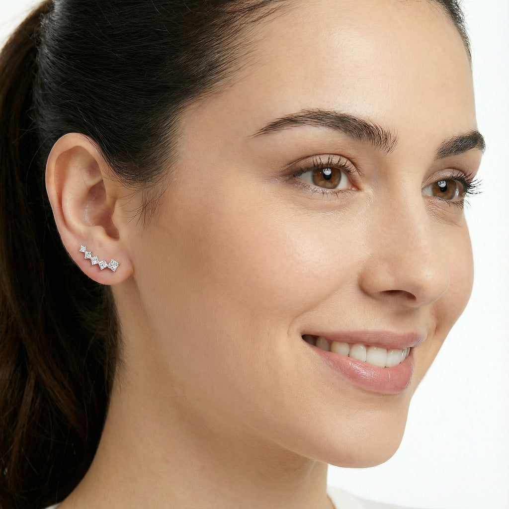 Starry Escalade PT950 Platinum Lab-Grown Diamond Earrings