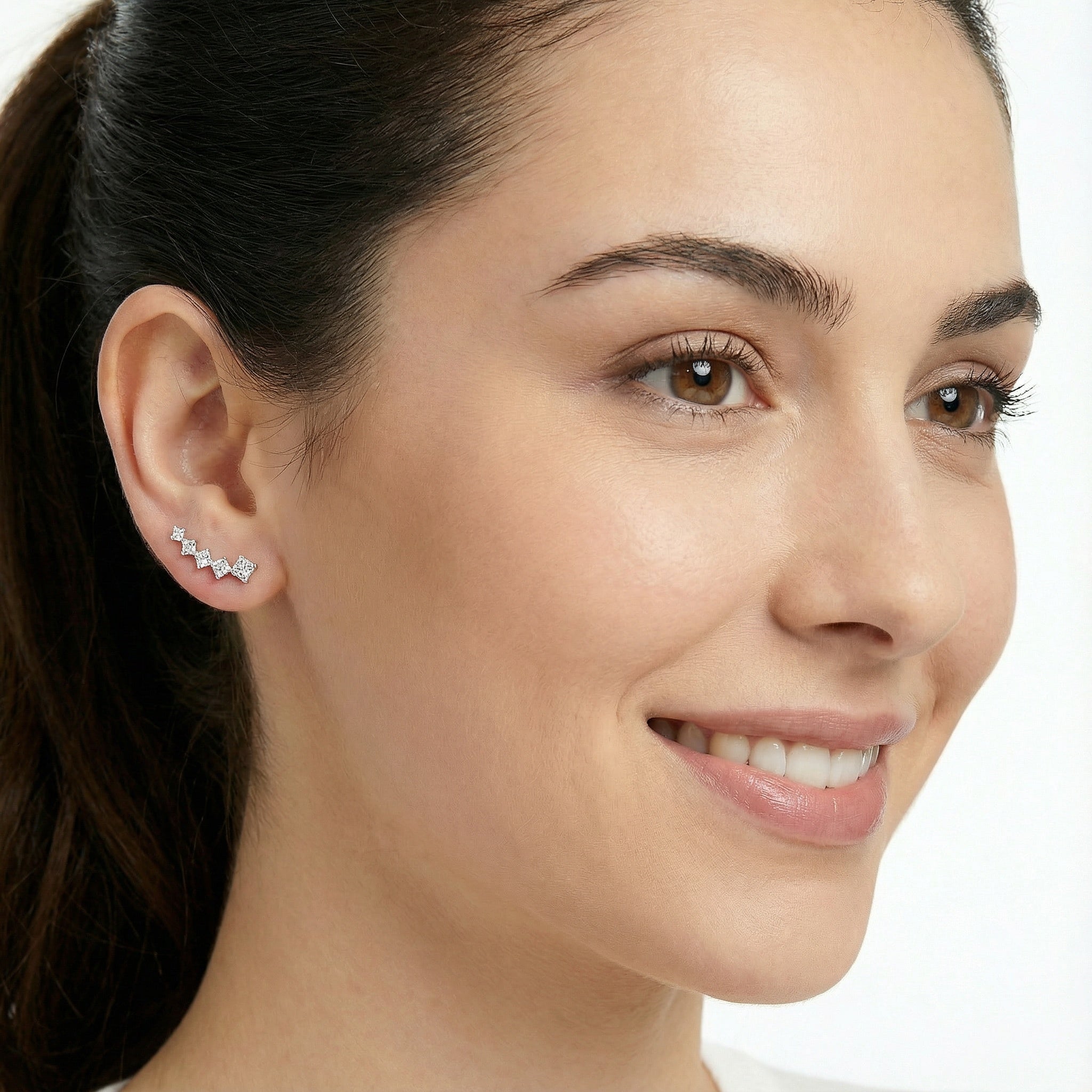 Starry Escalade PT950 Platinum Lab-Grown Diamond Earrings