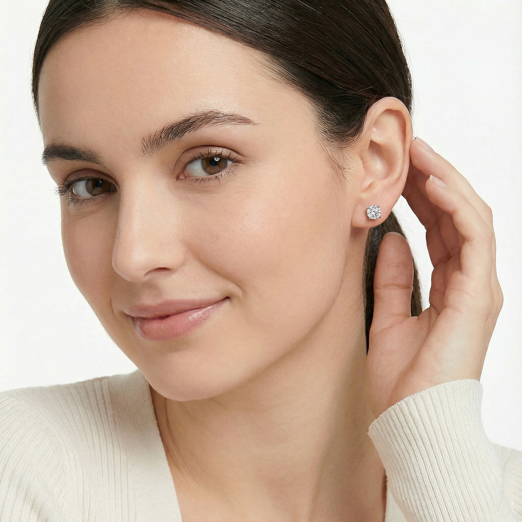 Twin Stars Brilliance 18K White Gold Lab-Grown Diamond Stud Earrings