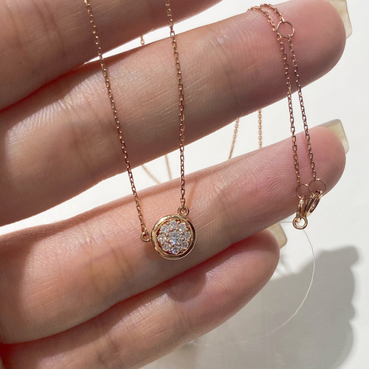 Blossom Heart 18K Rose Gold White Diamond Necklace